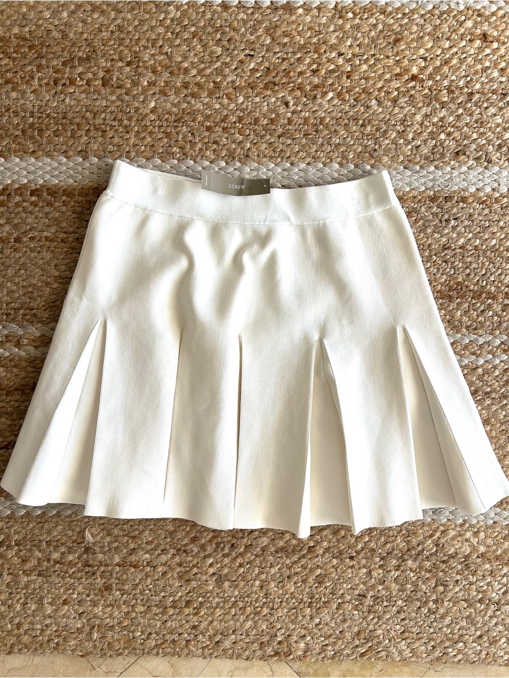 J. Crew NWT Classic Pleated Knit Skirt Ivory